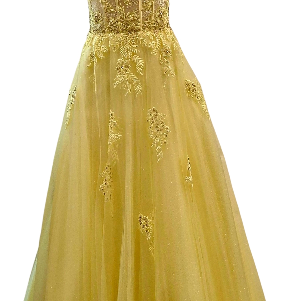 Gold Embellished Tiered Gown for Prom Or Weddings, Anniversary